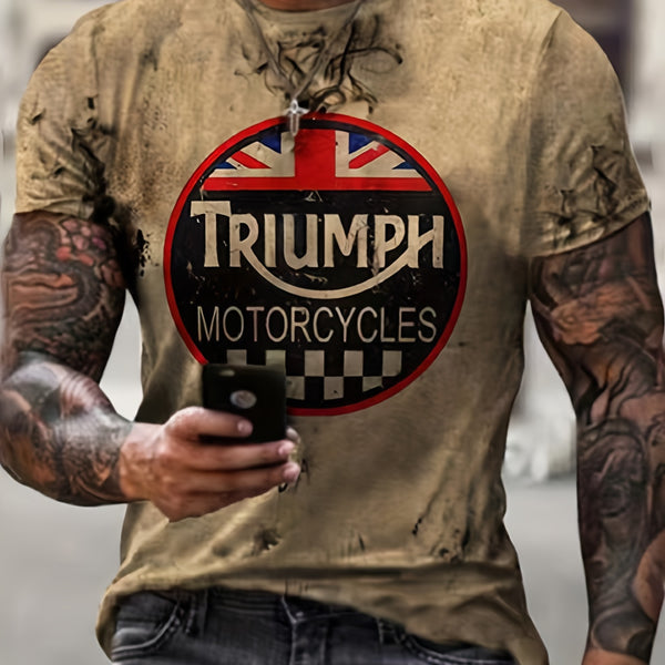 3D Digital Print Men's Motorcycle T-Shirt - Casual, Comfy, and Stretchy Tee for Summer Outdoor Activities