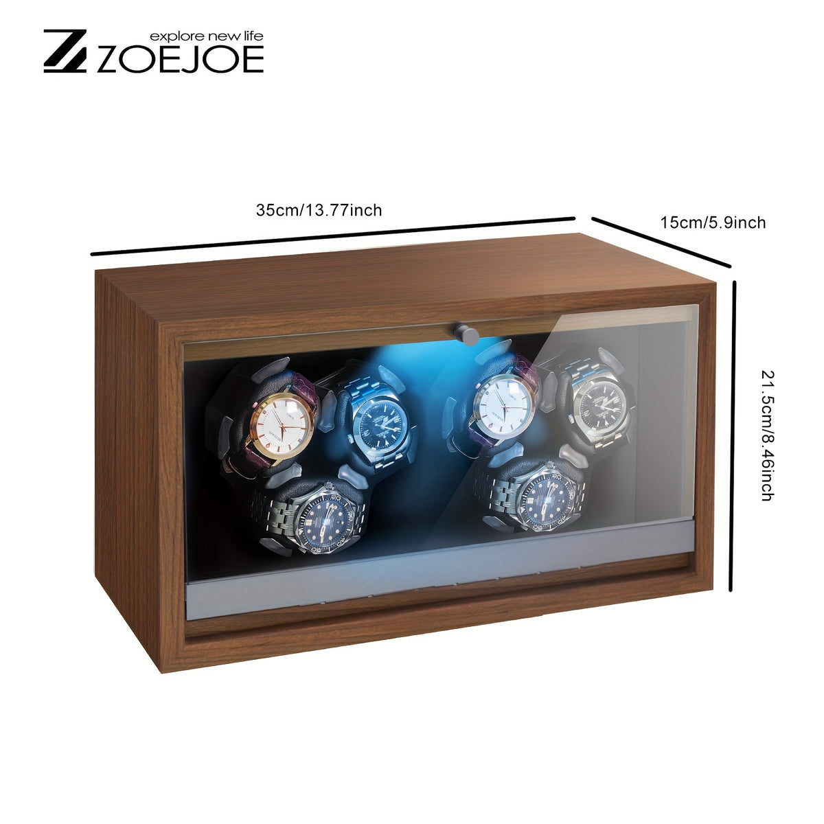 3/6 Slots Automatic Watch Winders with Serenity Blue Backlight