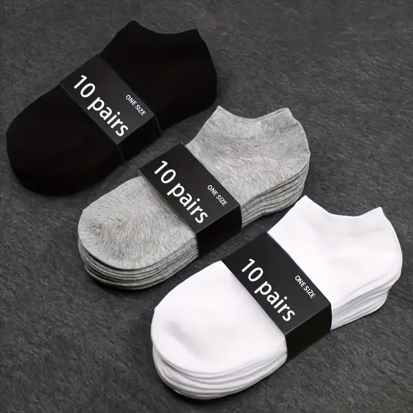 10/20 Pairs Unisex Casual Plain Color Boat Socks, Thin Breathable Comfy Anti-odor Sweat-absorbing Low Cut Ankle Socks For Women