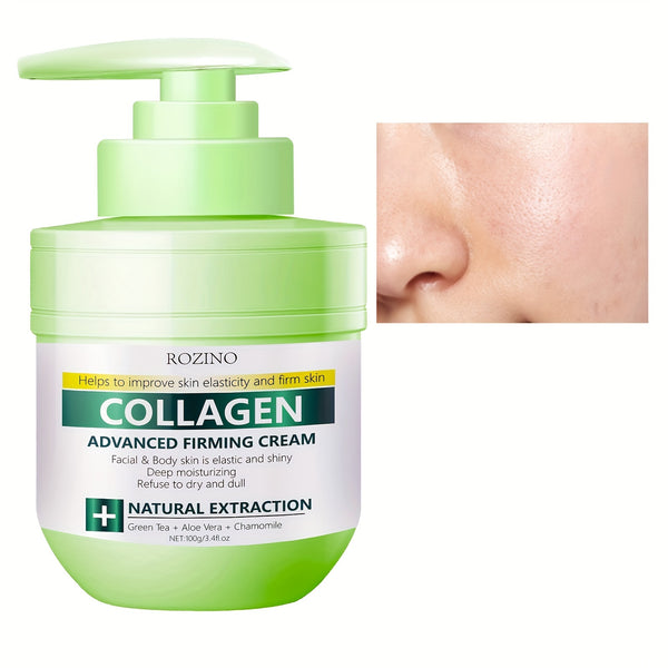 100g Collagen Advanced Firming Cream, Restore Facial And Body Skin Elasticity And Luster, Deep Moisturizing, Rejects Dryness And Dullness, Natural Extracts Of Green Tea, Aloe Vera, And Chamomile Help Improve Skin Elasticity And Tighten The Skin