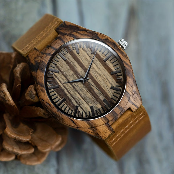 Men Wooden Quartz Analog Durable Wrist Watch