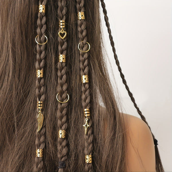 35pcs Alloy Braid Hair Ring Dreadlock Hair Ring Hippie Style Hair Accessories For Girls Women