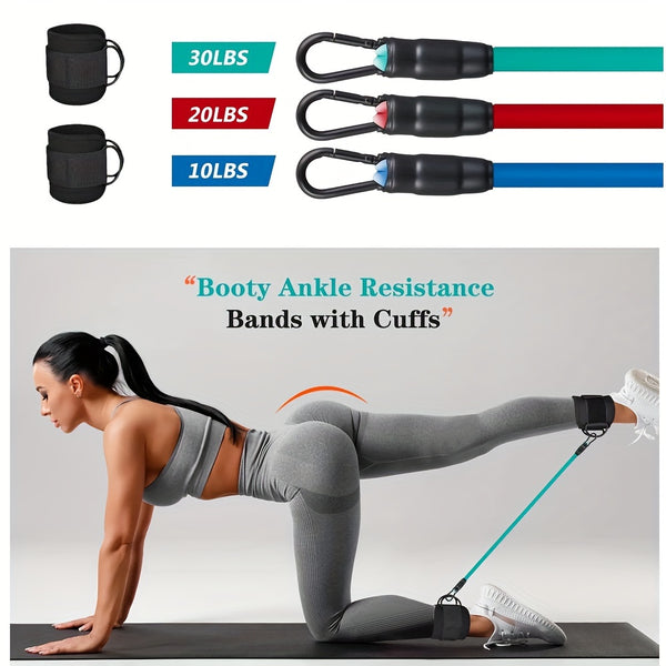 5pcs Ankle Resistance Bands For Working Out, Leg & Butt Training, Kickbacks - Ankle Straps, Exercise Bands With Carry Bag