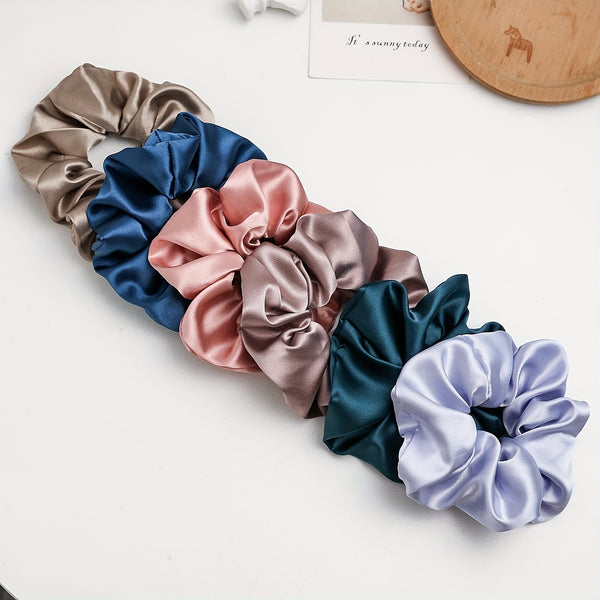 6pcs Scrunchies Hair Ties For Women's Hair Accessories Silk Satin Scrunchie Elastic Ponytail Holder Hair Tie