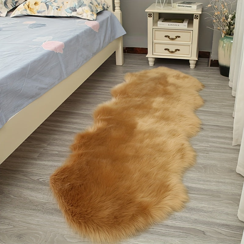 Soft Faux Fur Area Rug, Fluffy Non-slip Stain Resistant Rug
