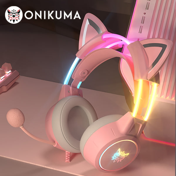 ONIKUMA X15pro, Wired Gaming Headset With Detachable Cat Ears