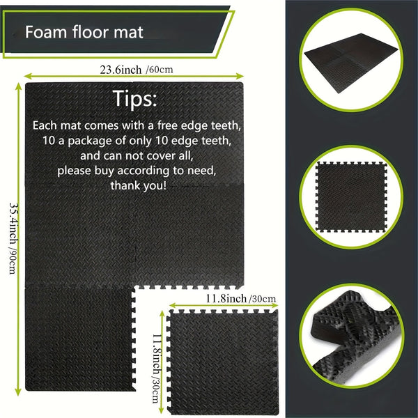10pcs EVA Interlocking Floor Mat, Ideal For Home & Gym Workouts