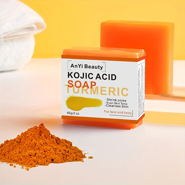 2Oz/60g Kojic Acid Facial Rejuvenating Soap With Turmeric And Vitamin C, Kojic Acid Face Wash Soap, Exfoliating & Nourishing Skin