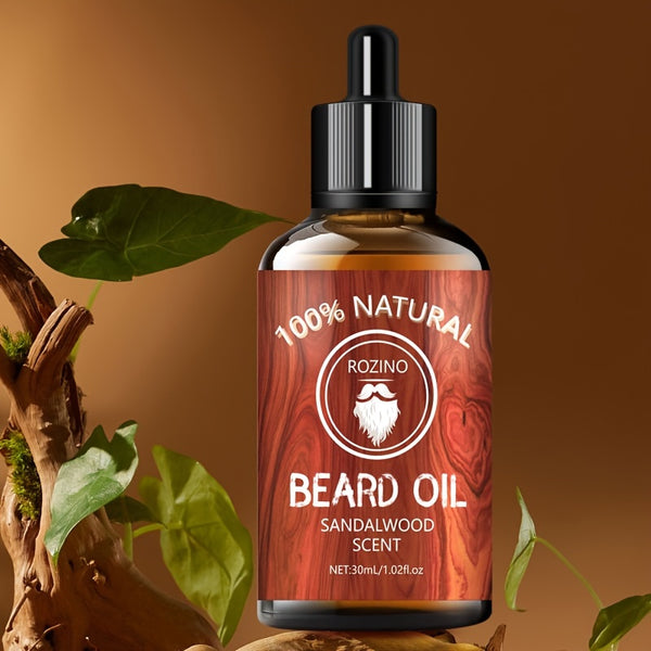 Beard Care Essence Oil, Beard Oil With Sandalwood Scent, Hydrating Moisturizing, Softening Beard, Strengthening Fibrous Roots, Deeply Absorb Natural Plant Essence To Maintain The Natural Color And Luster Of Beard