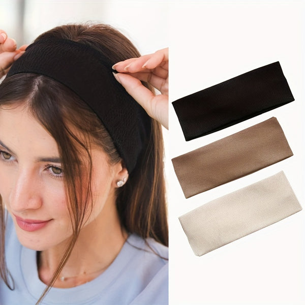 3pcs Stretchy Headband Solid Color Hair Band Soft Sports Sweatband For Running Yoga Women Girls Hair Accessories