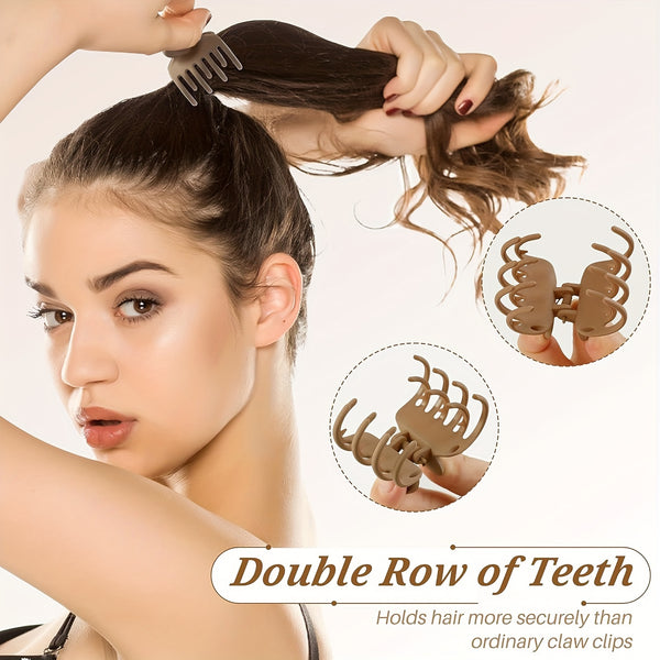 4pcs/8pcs Medium Claw Hair Clips For Women, Matte Rectangle Or Double Row Teeth Hair Claw Clips For Thin/Medium Fine Hair, Non Slip Jaw Clips