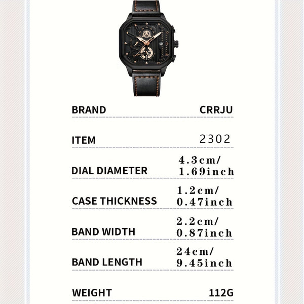 CRRJU Fashion Men's Watch Chronograph Watch