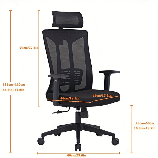 (Shipping) Approximately Ergonomic Chair Rotating Lifting Office Chair, High-quality Double-layer Mesh, PP + Slender Back + Armrest, Activity Headrest