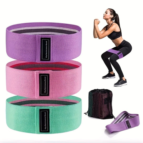 1pc/3pcs Fitness Elastic Bands With Resistance Level, Exercise Training Tension Fabric Belt For Body Stretching, Yoga Pilates Workout Equipment