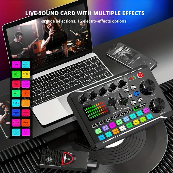 1pc Digital Audio USB External Sound Card Microphone Personal Entertainment Headset Live Stream For Pc, Live Stream, and Karaoke