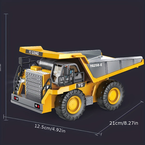 2.4Ghz 11 Channel Remote Control Excavator Toy, 9 Channels RC Construction Bulldozer Dump Truck Alloy Vehicles Toys With Light And Sound, Birthday Christmas Gifts