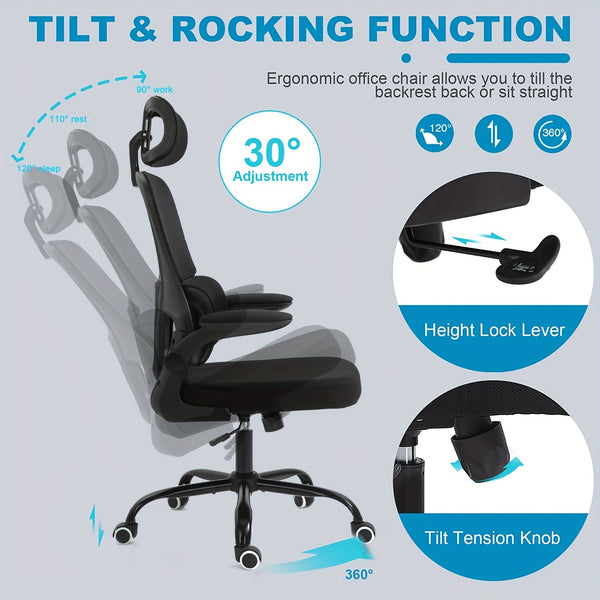 Ergonomic Office Chair With A Black Backrest For Office Study School Suitable For Multiple Scenes