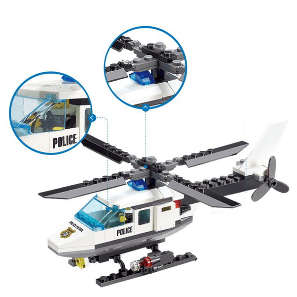 102pcs Police Helicopter Creative Building Blocks DIY City Police Series Boys Bricks Toys For Children Gifts Halloween/Thanksgiving Day/Christmas gift Easter Gift