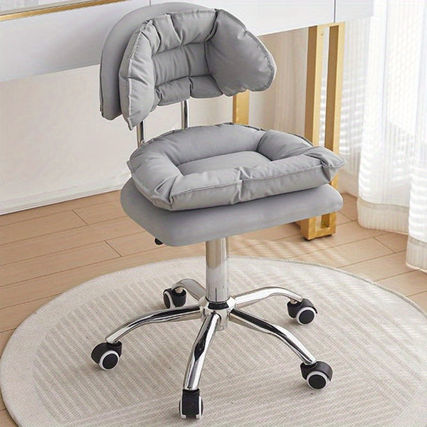 Rolling Wheel Chair Gray Bar Stool Swivel With Backrest Free Lift Chair Seat Surface Suitable For Beauty Salon Barber Shop Bedroom