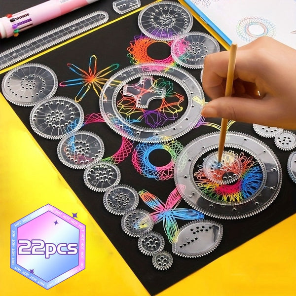 22pcs Variety Flower Ruler Painting Set: Create Endless Changes Spiral Drawings