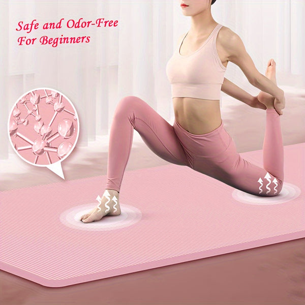 1pc NBR Yoga Gymnastics Mat Sleeping Mat For Men And Women, Sports Dance Mat Fitness Mat Non-slip Thick Yoga Mat