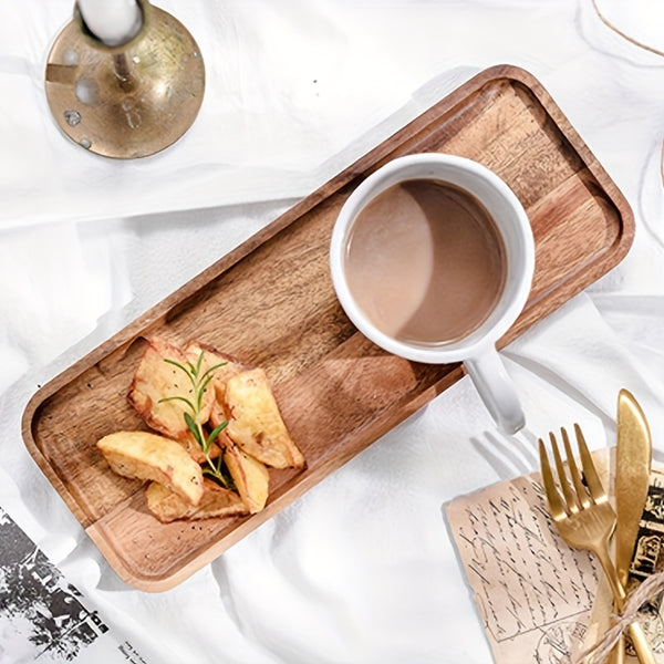Acacia Wood Coffee Tray, Rectangular Food Tray, Decorative Wood Tray