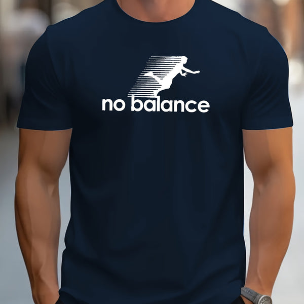 Funny No Balance Pattern Men's Sports Short Sleeve Crew Neck T-shirt, Summer Outdoor