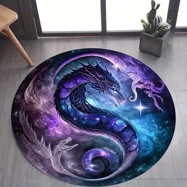 Dragon Pattern Rug, Round Carpet, Living Room, Bedroom.