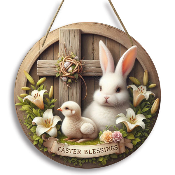 Happy Easter Bunny Sign, Wreath Sign, Easter Egg Sign, Spring Sign
