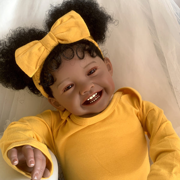 Adorable Dark Brown Skin Reborn Baby Girl Doll