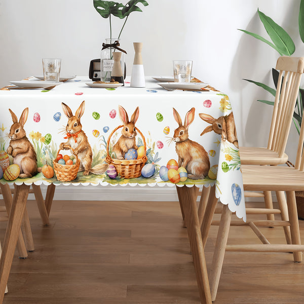 Tablecloth, Round Easter Theme Pastoral Table Decor