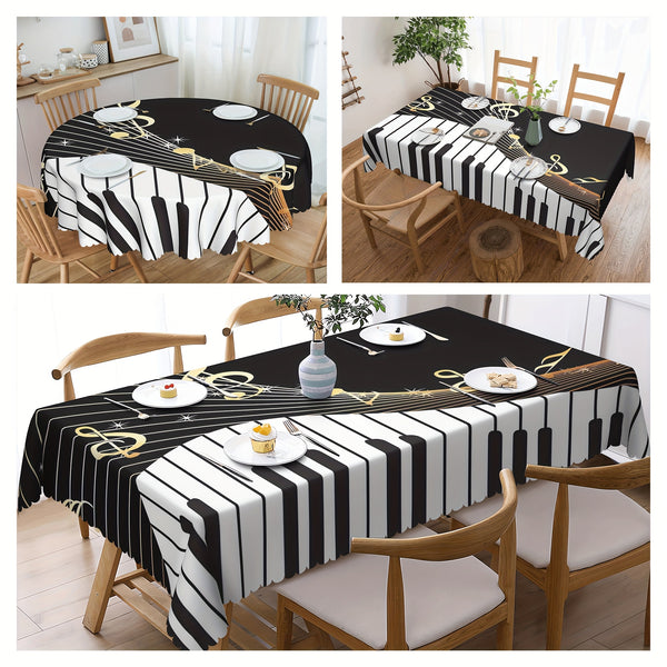 Piano Music Note Print Tablecloth, 3 Sizes, Note Music Theme