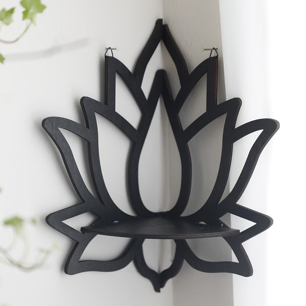 Wooden Lotus Right Angle Corner Hollowed Out Creative