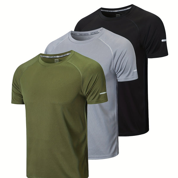 ZENGVEE 3PCS Quick Drying Sports T-shirt, Chic Stretch Crew Neck Tee Shirt For Summer Fitness