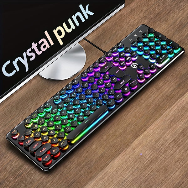 Upgrade Your Gaming Experience with the Silver V7 Mechanical Wired Keyboard - Rainbow LED Backlit for Desktop & Notebook!
