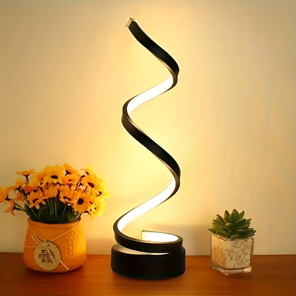 1pc Spiral Table Lamp, For Bedroom Office Nightstand.