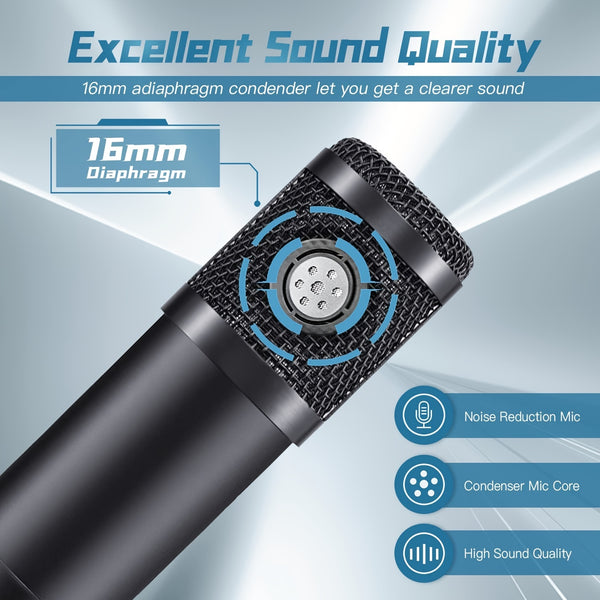 Upgrade Your Audio Quality: Professional USB Microphone Kit with Advanced Chipset for Streaming, Podcasting, Studio Recording & Gaming