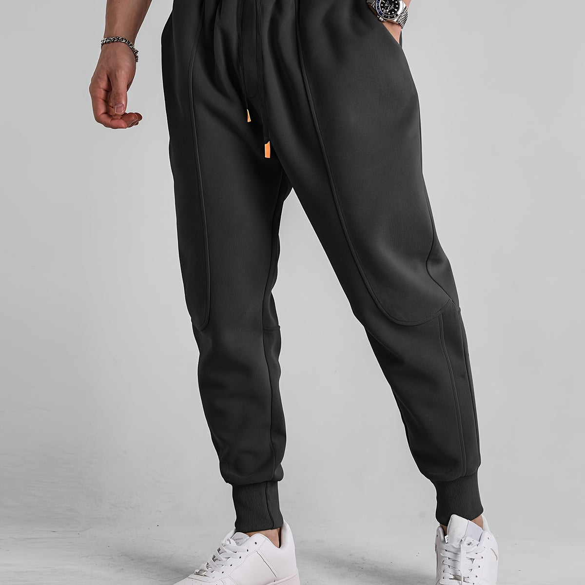 Men's Drawstring Solid Color Sweatpants, Pocket Warm Casual Comfy Jogger Pants, Mens Clothing For Autumn Winter