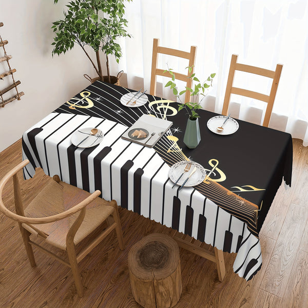 Piano Music Note Print Tablecloth, 3 Sizes, Note Music Theme