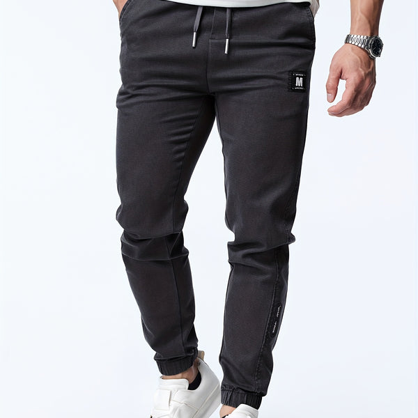 Men's Casual Stretch Joggers, Chic Waist Drawstring Sports Pants For Spring Summer