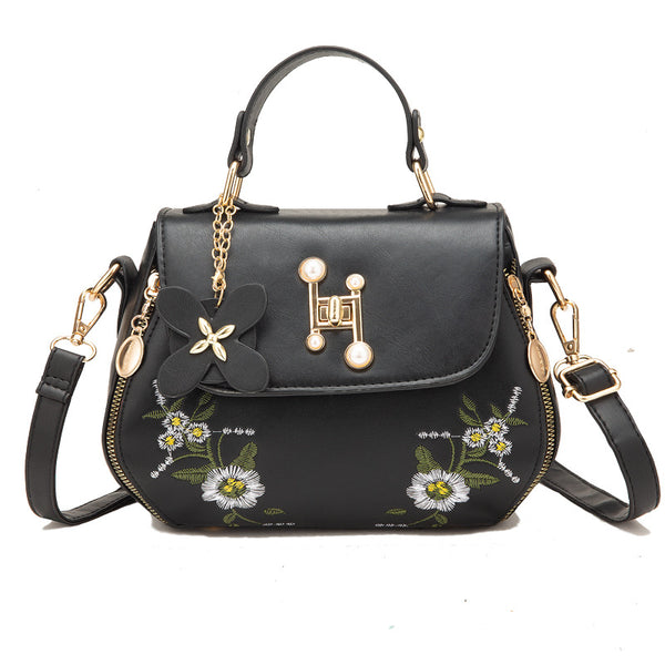 Floral Pattern Zipper Handbag, Trendy Flap Shoulder Bag
