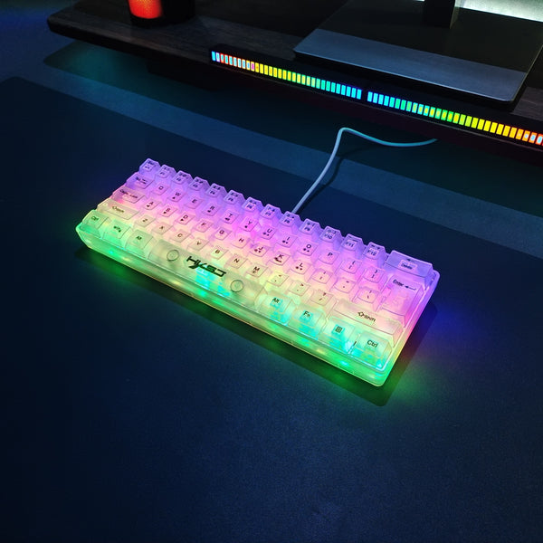 Full Transparent Keyboard, 61 Key Keyboard, TYPE-C Key Line Separation, Film Material, RGB Backlight, Office, Games More Cool! For Windows Laptop PC Mac Birthday/Easter/Presidents Day/Boy/Girlfriend Gift