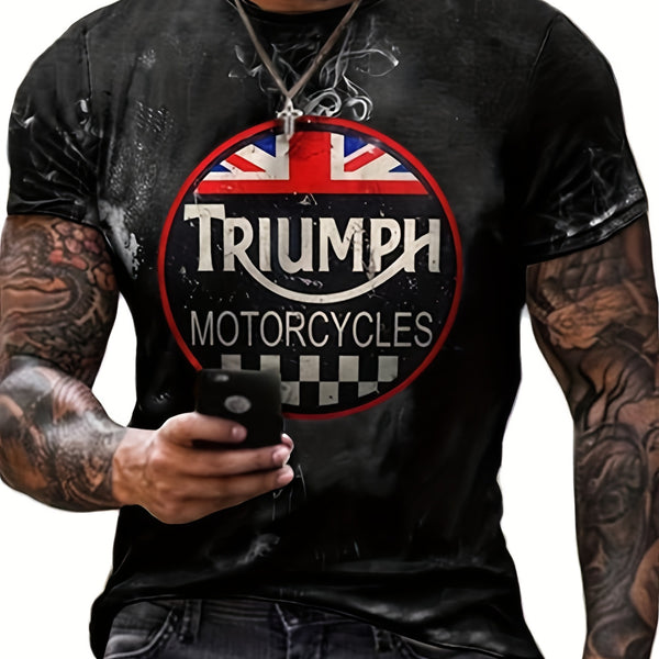 3D Digital Print Men's Motorcycle T-Shirt - Casual, Comfy, and Stretchy Tee for Summer Outdoor Activities