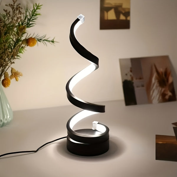 1pc Spiral Table Lamp, For Bedroom Office Nightstand.