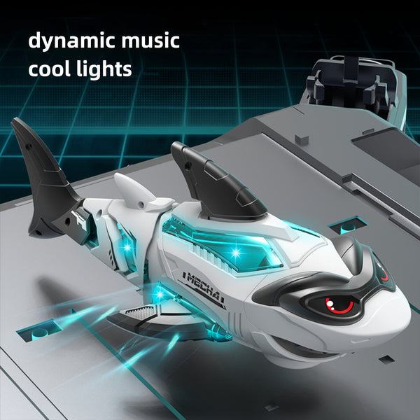 Electric Universal Light Sound Effect Mechanical Crawling Shark Animal Electric Toy, Gray, White Simulation Electric Shark Toy