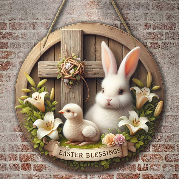 Happy Easter Bunny Sign, Wreath Sign, Easter Egg Sign, Spring Sign