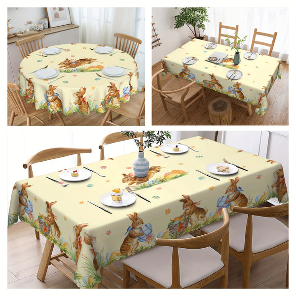 Easter Tablecloth, Rabbit Eggs Spring Decoration