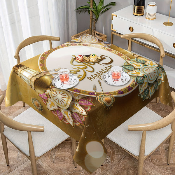 Tablecloth, Ramadan Theme Table Cover, Eid Golden Lantern