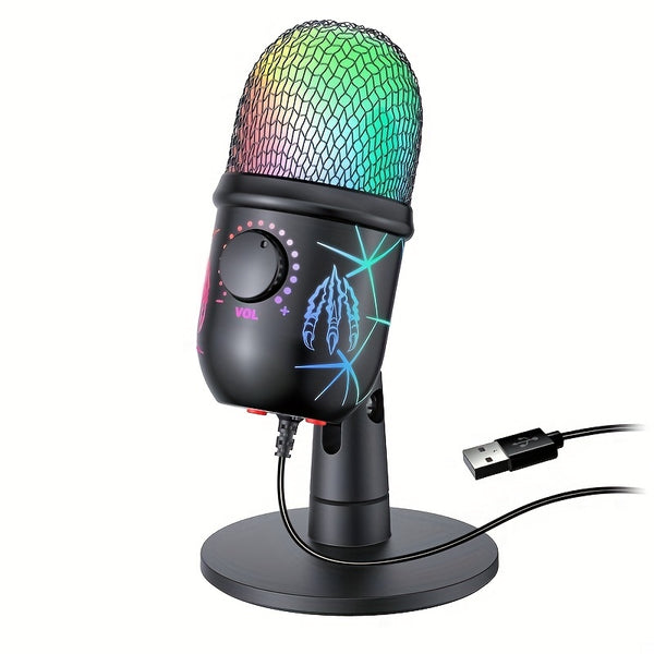 RGB Condenser Microphone with Noise Reduction - Perfect for Computer Dubbing, Live Streaming, and Gaming!