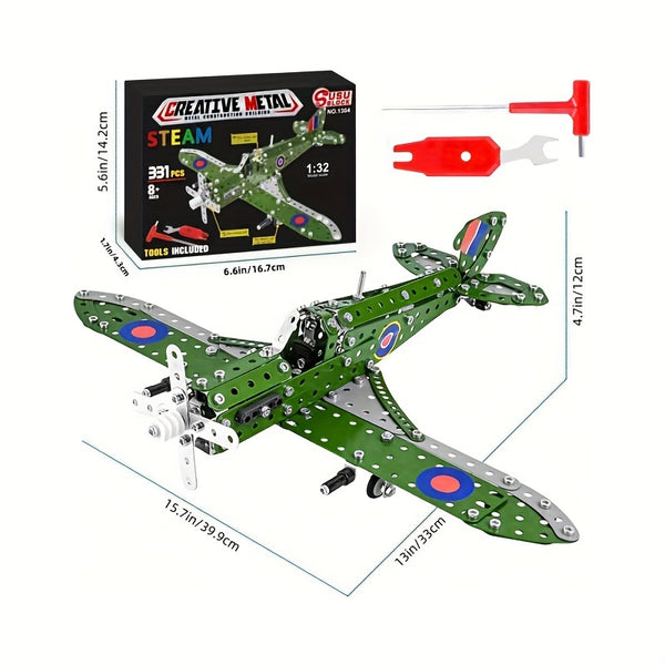 Construction Toys Airplane Model Set-258pcs DIY Construction Stem Project Toys For Kids Boys Gift, Construction Assembly Science Educational Toys Set Gift Model Airplane